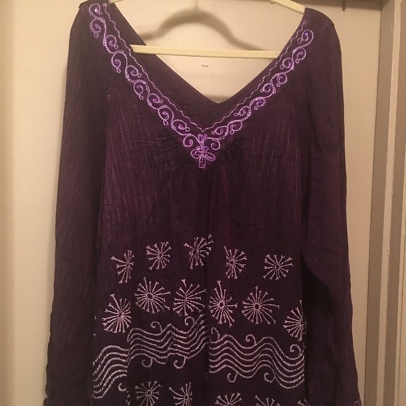Tops - Purple Butterfly Sleeve Boho Blouse!